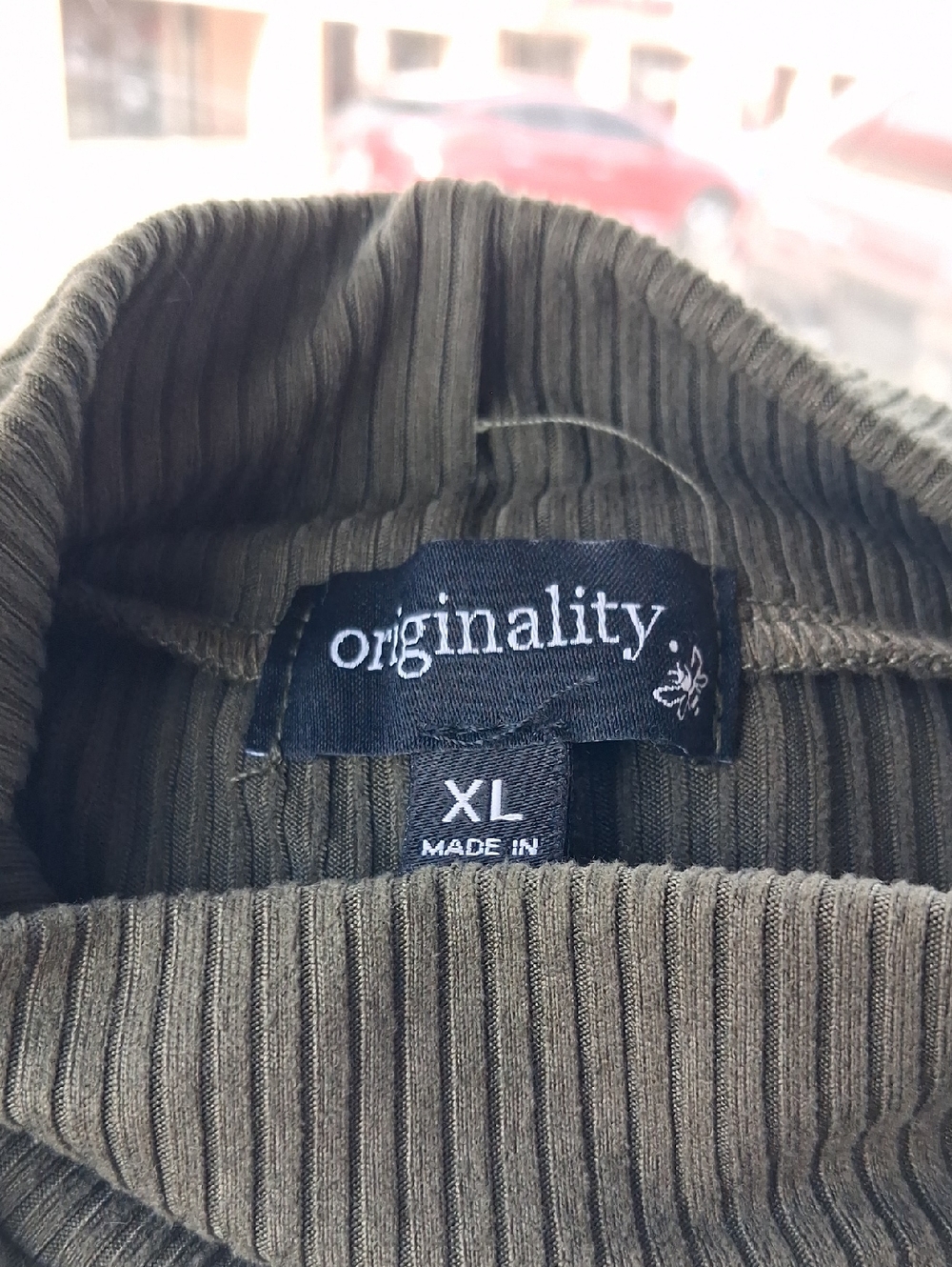 Originality Olive Ribbed Crop Top - XL